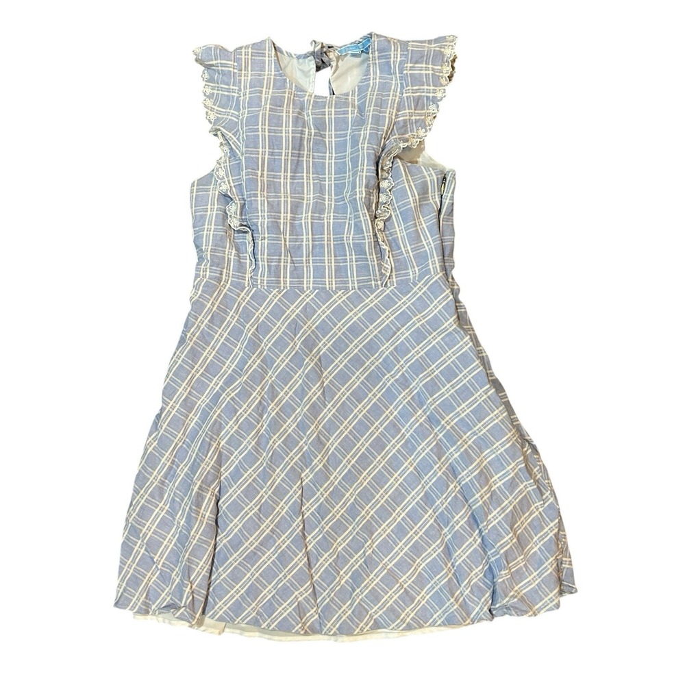 Draper James Girls Dress 14 Blue Plaid Preppy Summer Spring Party Cottagecore